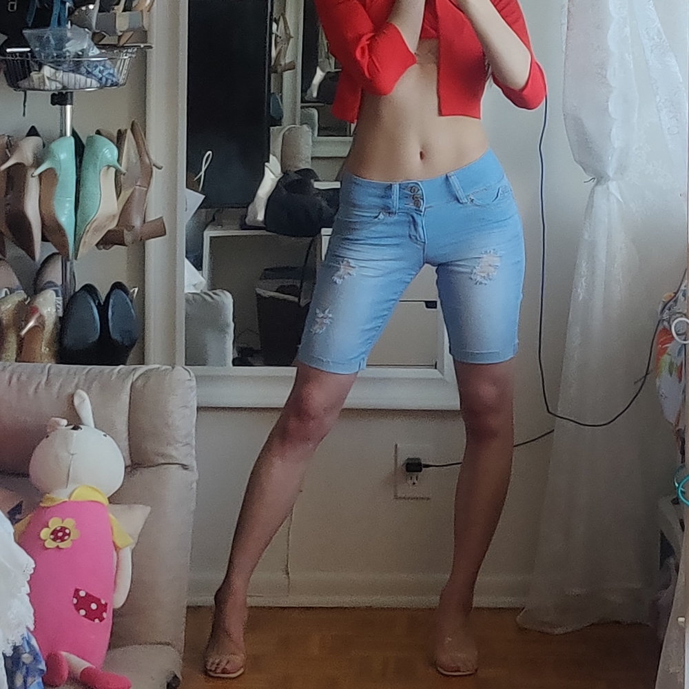 YMI Distressed Light Wash Bermuda Shorts